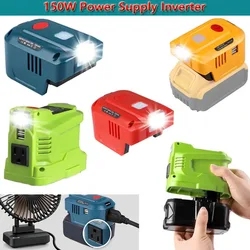 NEW 150W Power Supply Inverter with LED Light for Makita/Dewalt/Milwaukee 18V Li-ion Battery Power Inverter Dual USB US EU Plug