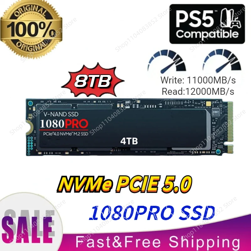 

Newest 1080pro SSD NVMe M.2 2280 1TB 2TB 4TB 8TB Hard Disk Internal Solid State Drive PCIe 5.0 for PS5 Laptop PC Desktop Laptop