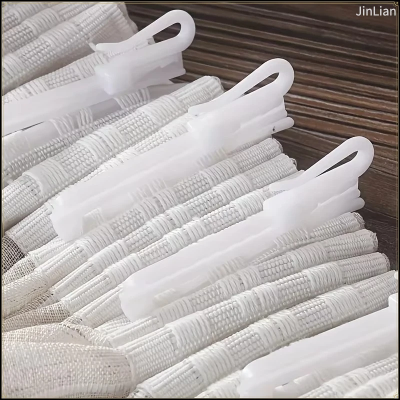 50pcs White Plastic Curtain Hooks, Adjustable Curtain Clip Hooks, Suitable for Curtains, Door Curtains, and Shower Curtains