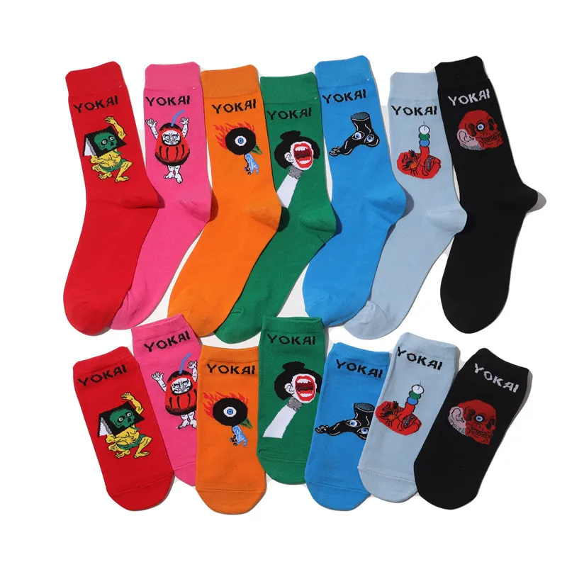 Monster Series Anime Socks Cotton Monster Tale Yokai Cosplay Short Socks Cartoon Personality Fashion Boat Socks Medium Socks