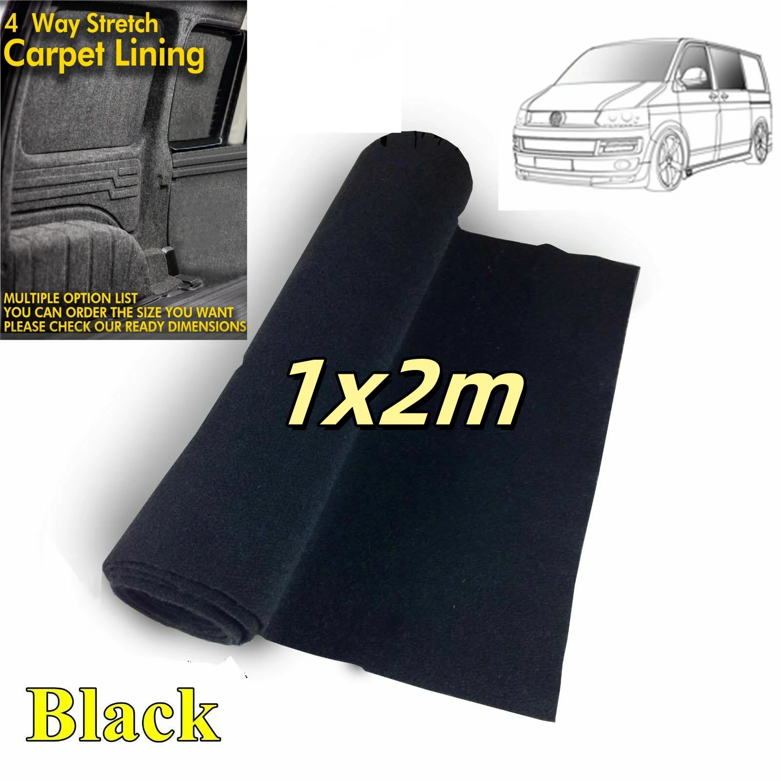 

1pc 1x2m Camper Van Lining Carpet 4 Way Stretch for VW Transporter Caddy Transit Trimfix Fabric High Temperature Resistant Felt