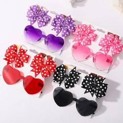 3Pcs/Set Fashion Baby Hair Accessories For Kids Cute Solid Dot Hairpin Colorful Heart Sun Glasses Girls Boutique Bowknot Clips