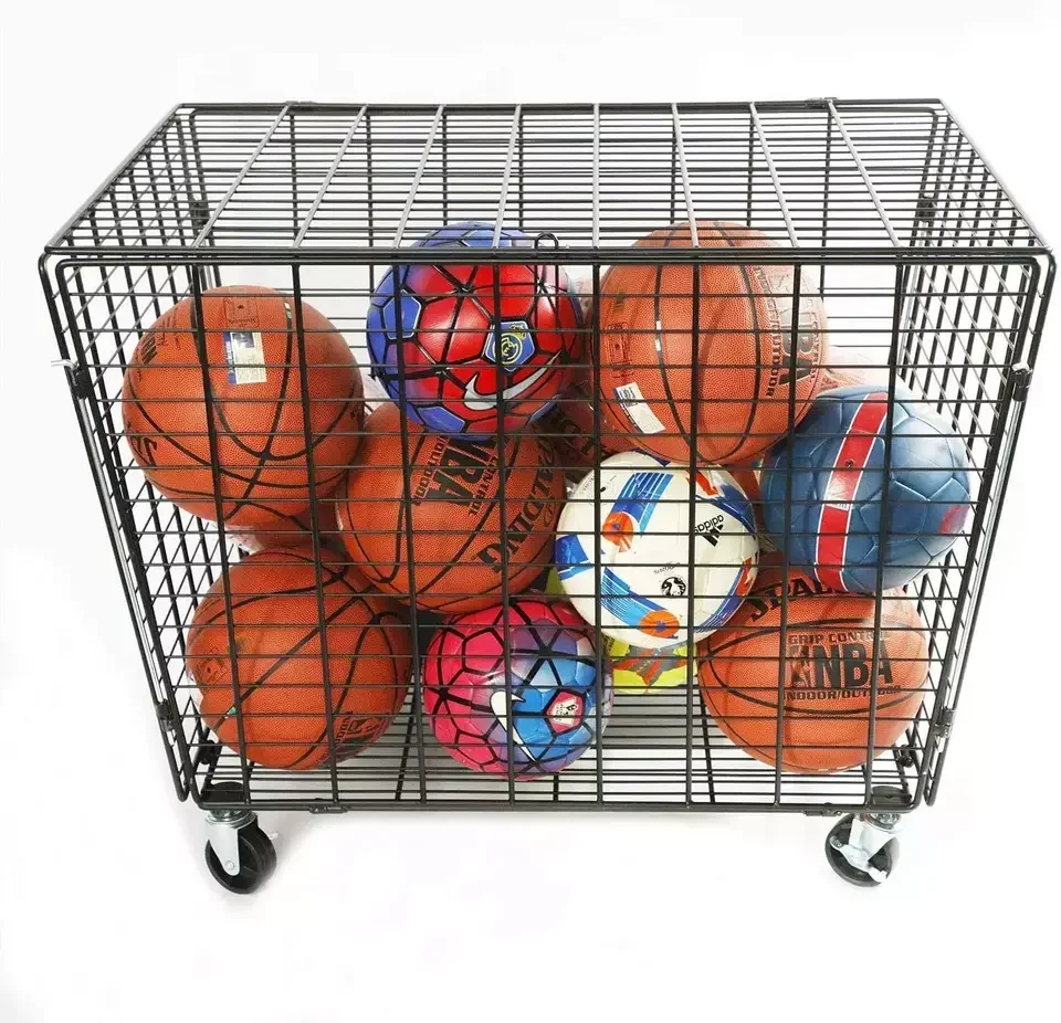 

Garage Ball Storage Rolling Sports Ball Storage Cart Basketball Sports Ball Locker for School Equipment Organizer with Lid