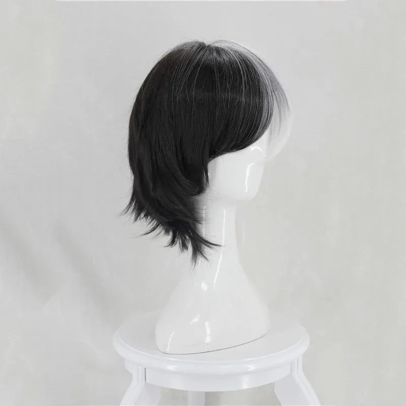 

Candy 2025Kyuusaku Yumeno Black Half White Short Heat Resistant Synthetic Hair Anime Cosplay Wigs + Wig Cap