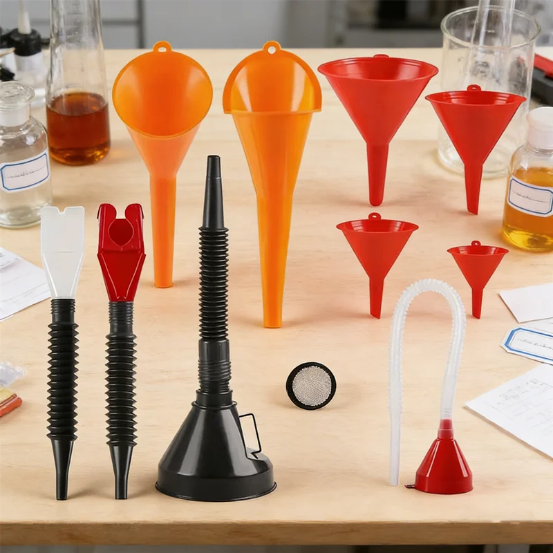 Car Maintenance Funnel Kit Flexible Wide Mouth Perfect for Adding Engine Oil, Coolant, or Windshield Washer Fluid Without Spills