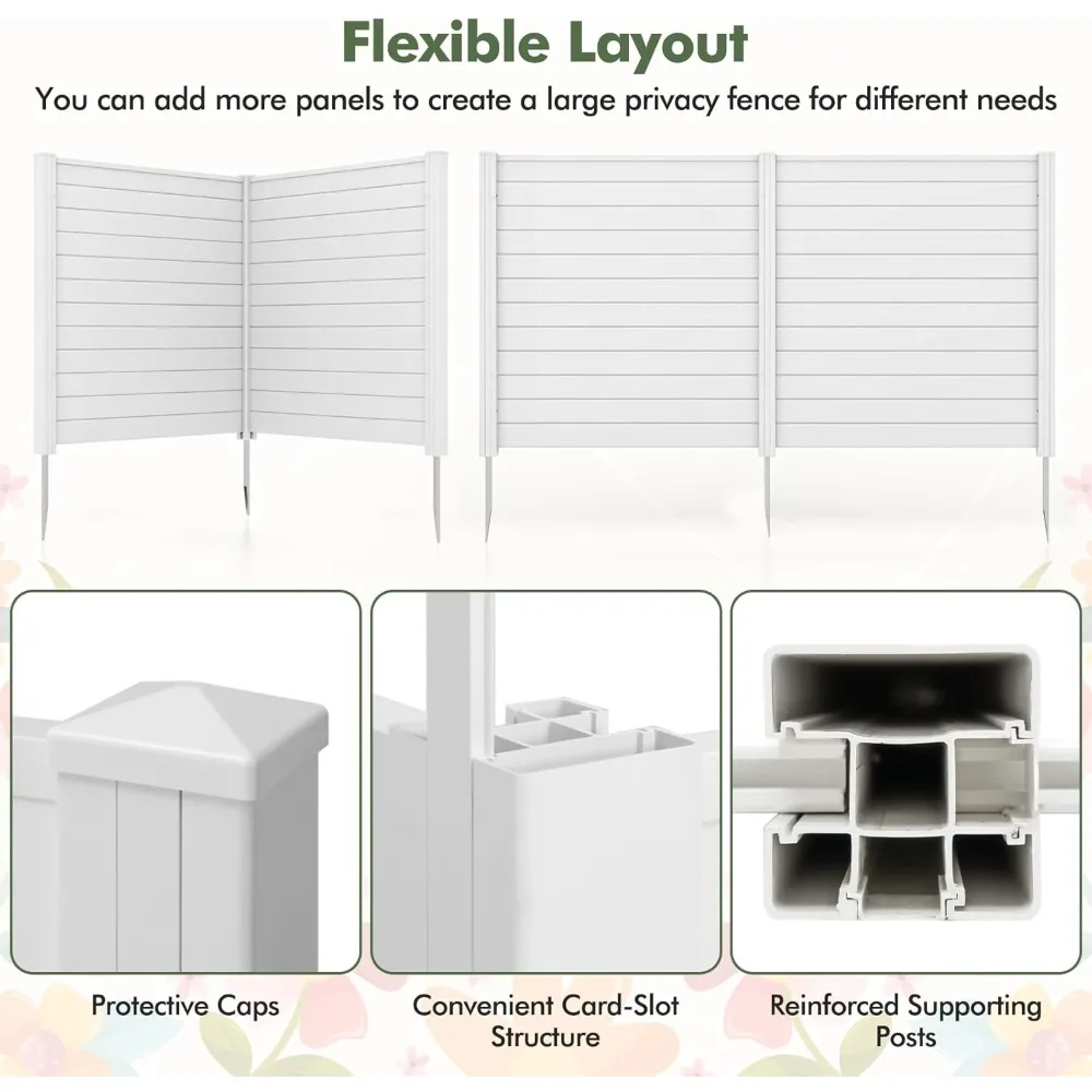 Schermo privacy esterno 2 pannelli, 48''L x 48''H Contenitore decorativo per pattumiera per recinzione per condizionatore d'aria con 3 picchetti, facile