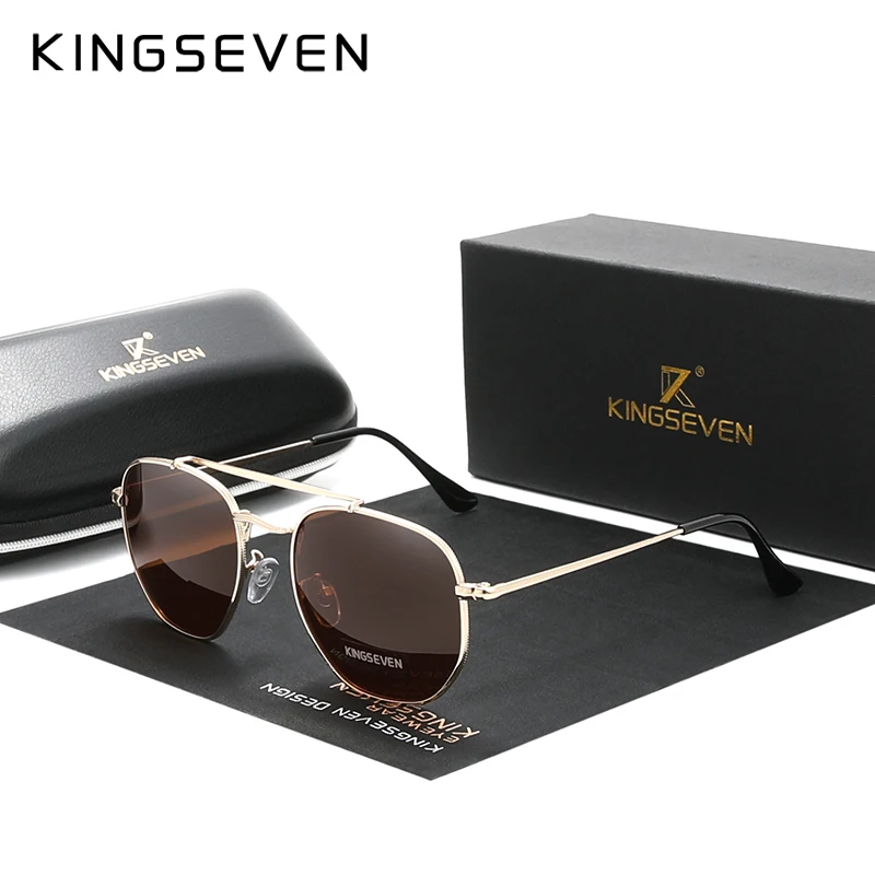 KINGSEVEN Men's Glasses Polarized Steampunk Round Sunglasses Men Retro Women Sun Glasses For Men Vintage Style