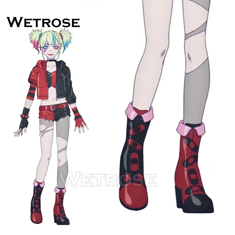 【Wetrose】print stock Quin cosplay shoes cyber Kai Joker girl athletes full set wig high heel boots Halloween