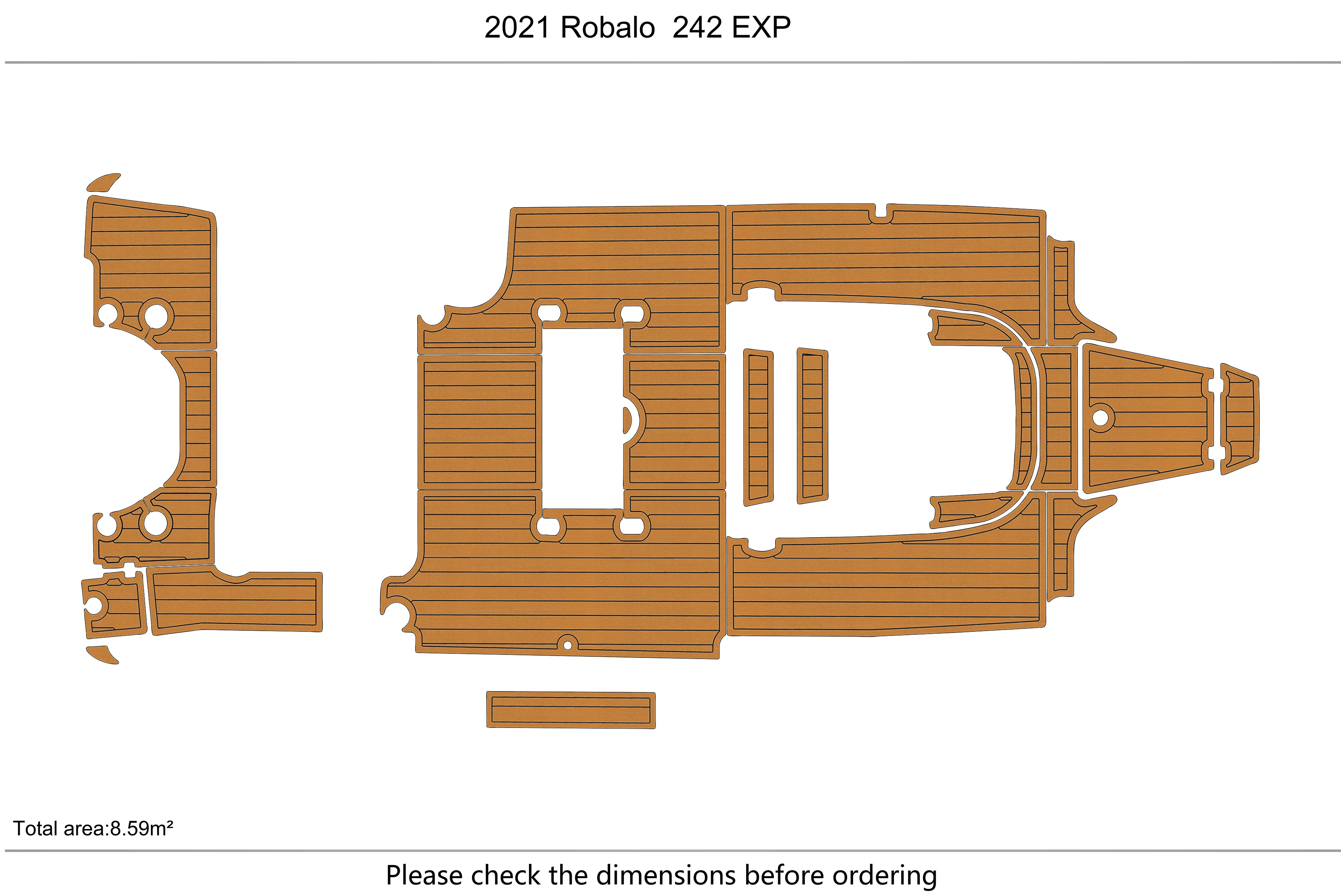 Eva foam Fuax teak seadek marine floor For 2019-2023 Robalo 242 EXLORER Cockpit Swim platform 1/4