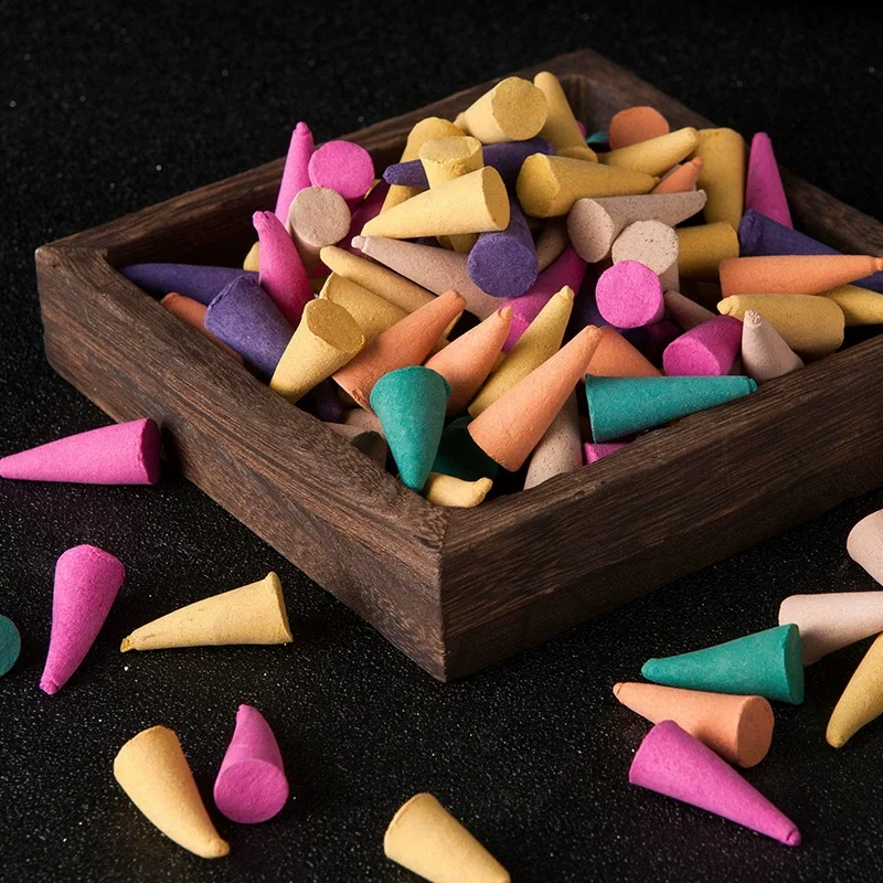 Mixed Natural Reflux Tower Incense Cone Rose Lavender Aromatherapy for Smoke Odor Remover Anxiety Relief Meditation Fragrance image 4