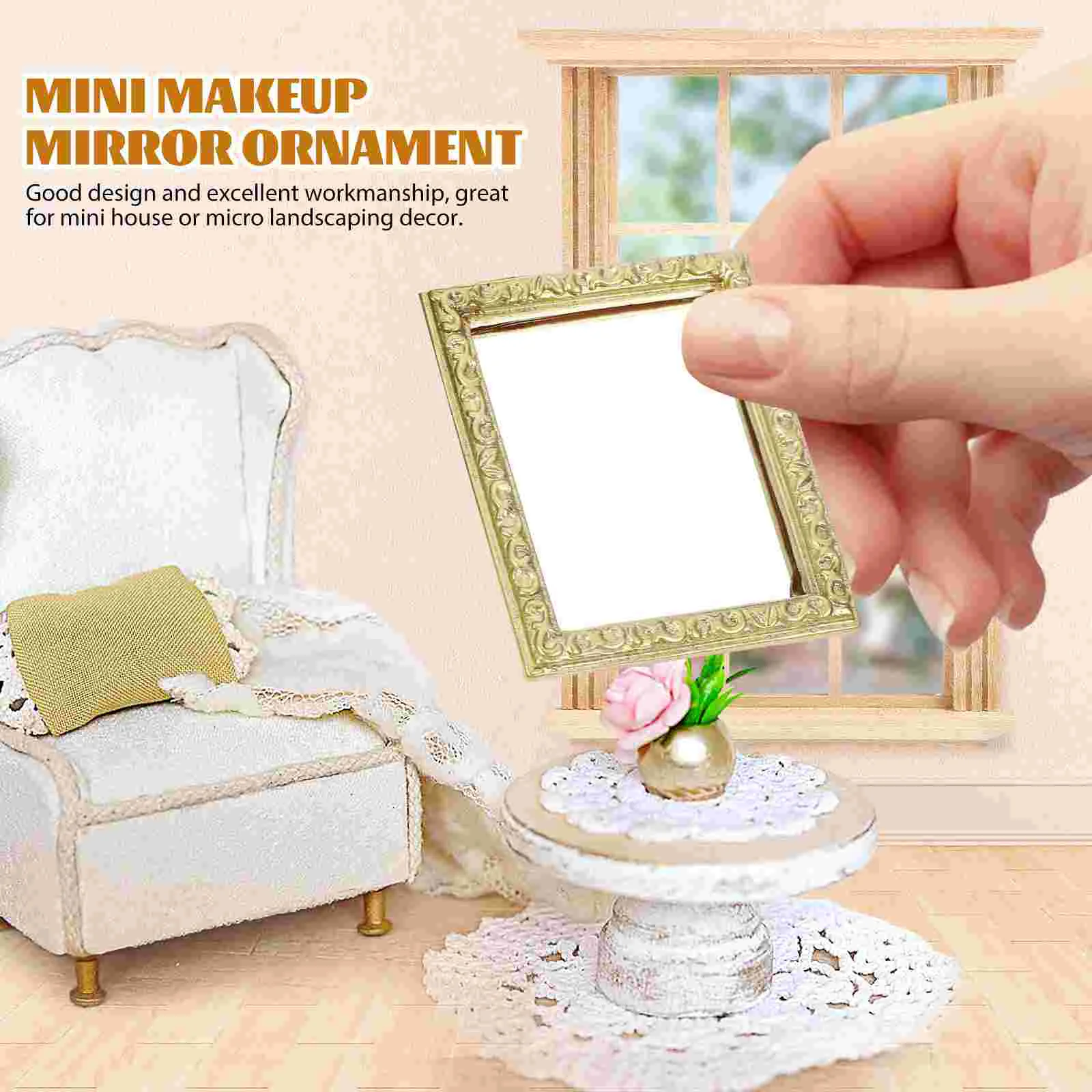 3 Pcs Dollhouse Mirror Mirrors Tiny Mini Adornments Household Decors Children Toy Plastic Ornaments Miniature Wear-resistant