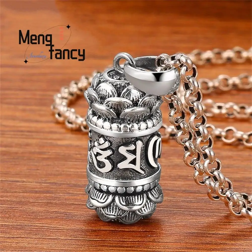 990 Silver Vintage Six Words of Proverbs Pendant Charms Fashion Women Men Necklace Amulets Mascots Jewelry Luxury Holiday Gifts