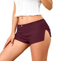 Women Side Split Shorts Pajama Shorts Y2K Soft Comfy Ruched Elastic Waist Lounge Pants Stretch Sleep Pj Bottoms Sleepwear - Image 5