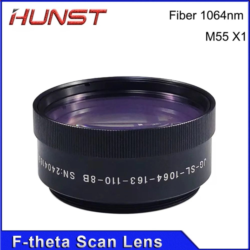 Детали сканирующей линзы HUNST F-theta, резьба M55, 1064 нм, гальванометр, полевая линза, подходит для волоконной лазерной маркировочной машины YAG 1064 нм