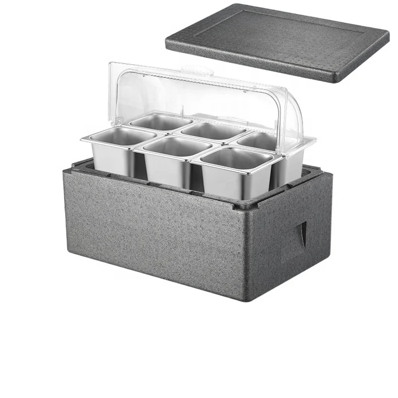 Multi-Grid Commercial Thermal Insulation Cooler Box Transparent Dustproof Flip Lid Large Storage