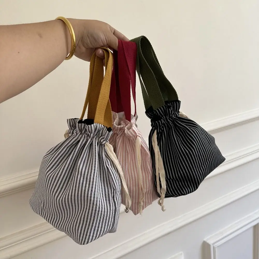 Borsa organizer con coulisse con manico superiore Portamonete portatile riutilizzabile portatile Strisce Comoda custodia per cosmetici Uso dei bambini