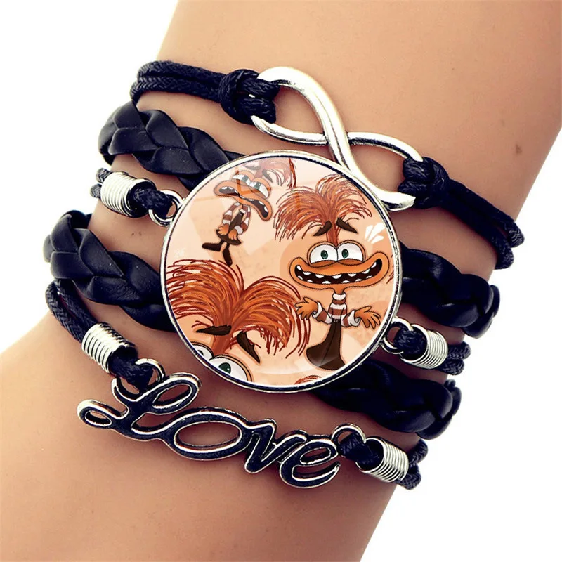 Inside Out 2 Disney Movie Peripheral Ennui Anxiety Anger Envy PU Leather Braided Bracelet Decoration Children Toy Birthday Gifts