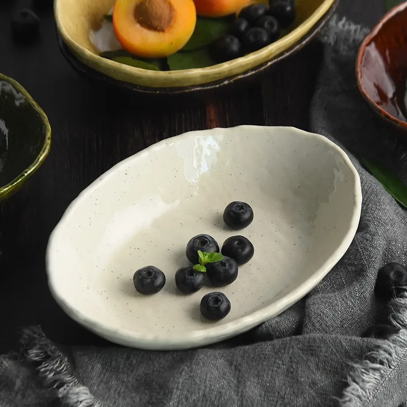 5PCS Ceramic Plate Household Under Glaze Color Fortune Tableware Deep Dish Plate Dinner Plate