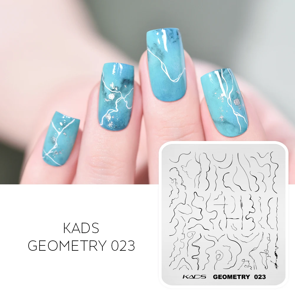 KADS Nail Stamp Plate Geometry 023 Line Image Gradient Crack Marbling Stamping Effect Manicure Stamping Polish Printing Stencil