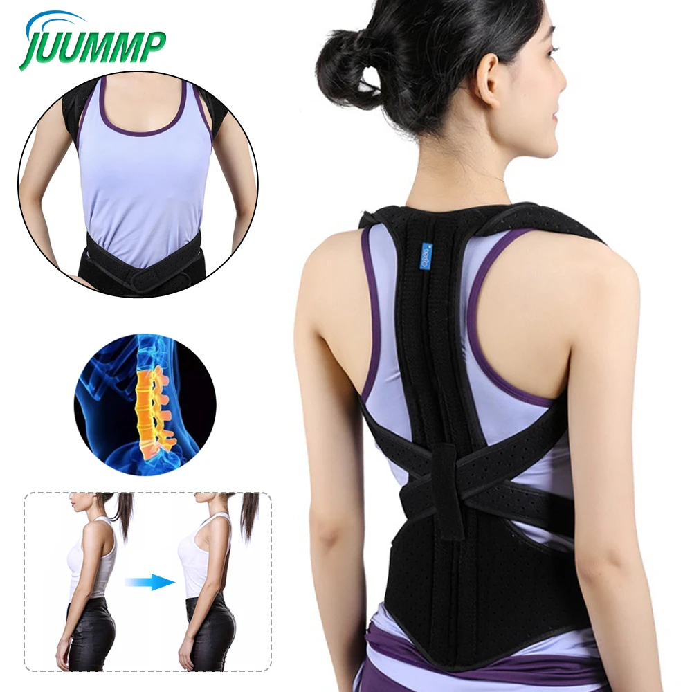 JUUMMP Posture Corrector For Men Women,Adjustable Back Brace With Replaceable Support Plates, For Back Neck Shoulder Pain Relief