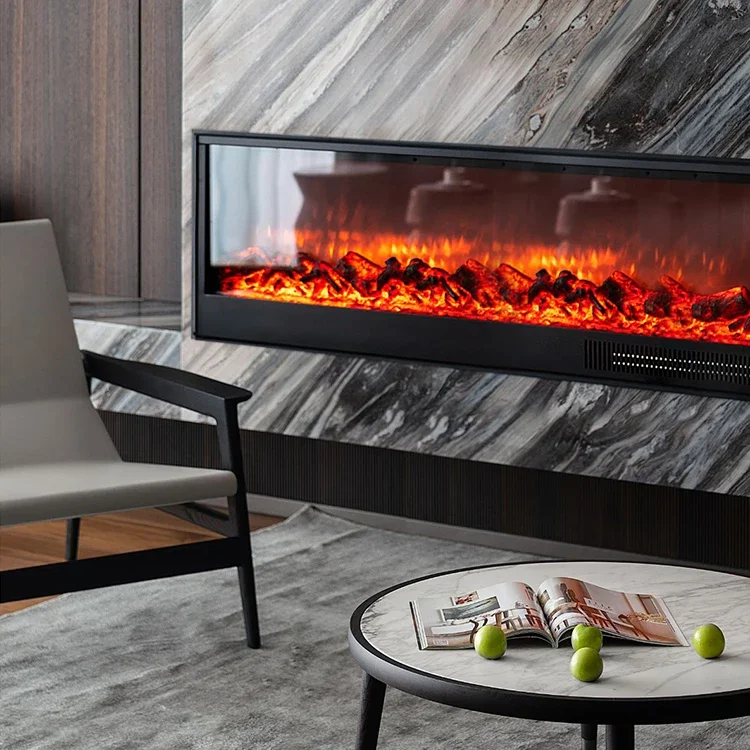Decorative Electric Fireplace with Multi Colors Flames 200cm/78.7inch Insert Electric Fireplaces with Temperature&Remote Control