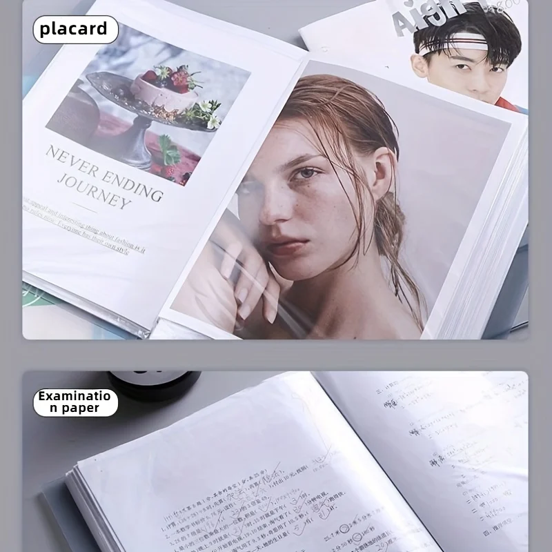 مجلد ملفات A4 مكون من 30 جيبًا، مناسب للمستندات والأوراق بحجم A4، مادة PP، شفافة عالية ومقاومة للماء #6