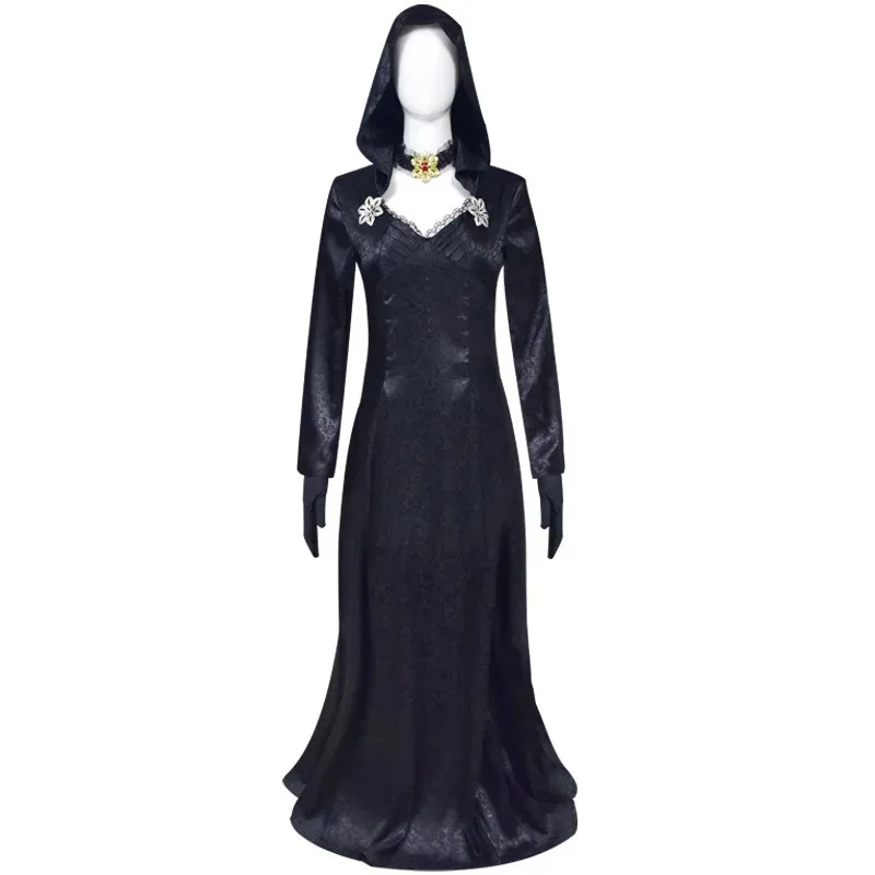 Disfraces exóticos Bela Cassandra Daniela Dimitrescu Cosplay disfraz polilla señora vampiro bruja collar de Metal mujer vestido Wigsa;2,c'4
