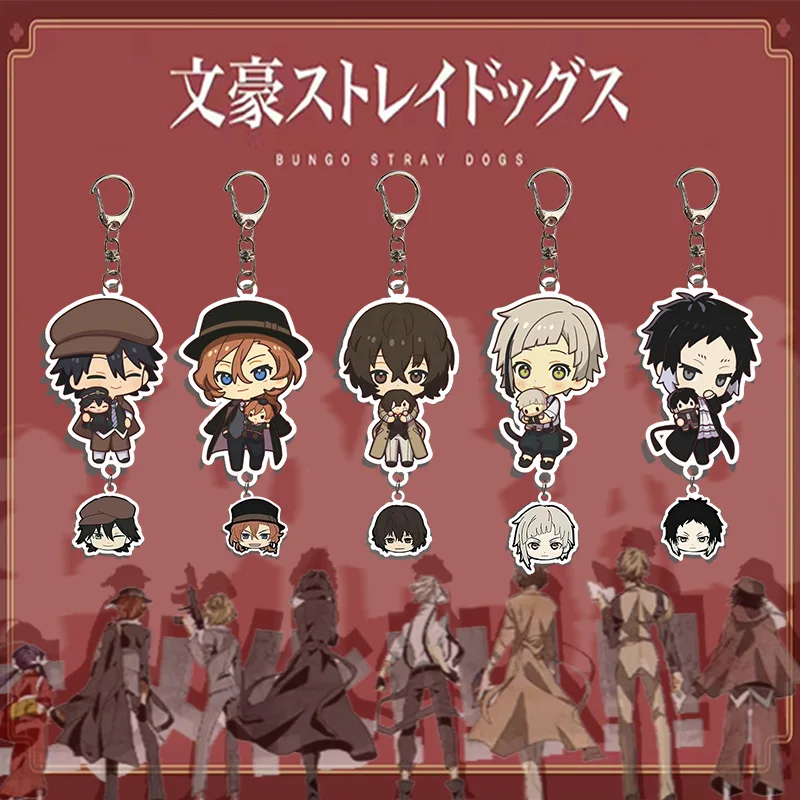 Cartoon Anime Wenhao Wild Dog Acrylic Pendant Character Dazai Osamu Nakajima Atsushi Car Keychain Phone Bag Hanging Jewelry Gift