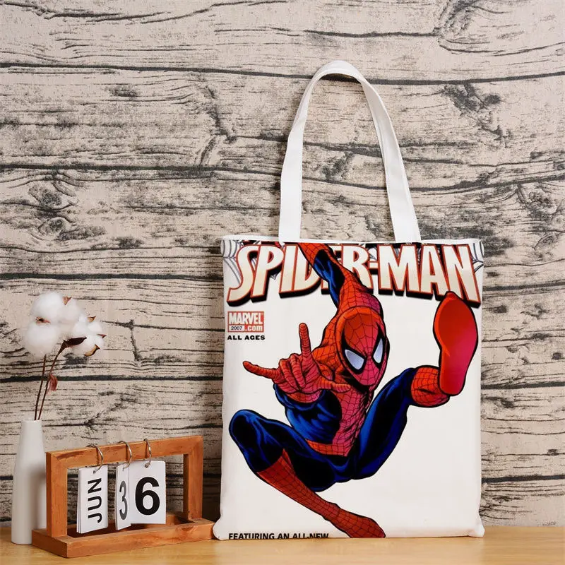 Marvel Hero Miles Spider-Man Anime perifer tas kanvas kreatif dipersonalisasi tas Tote pelajar tas bahu kapasitas besar hadiah