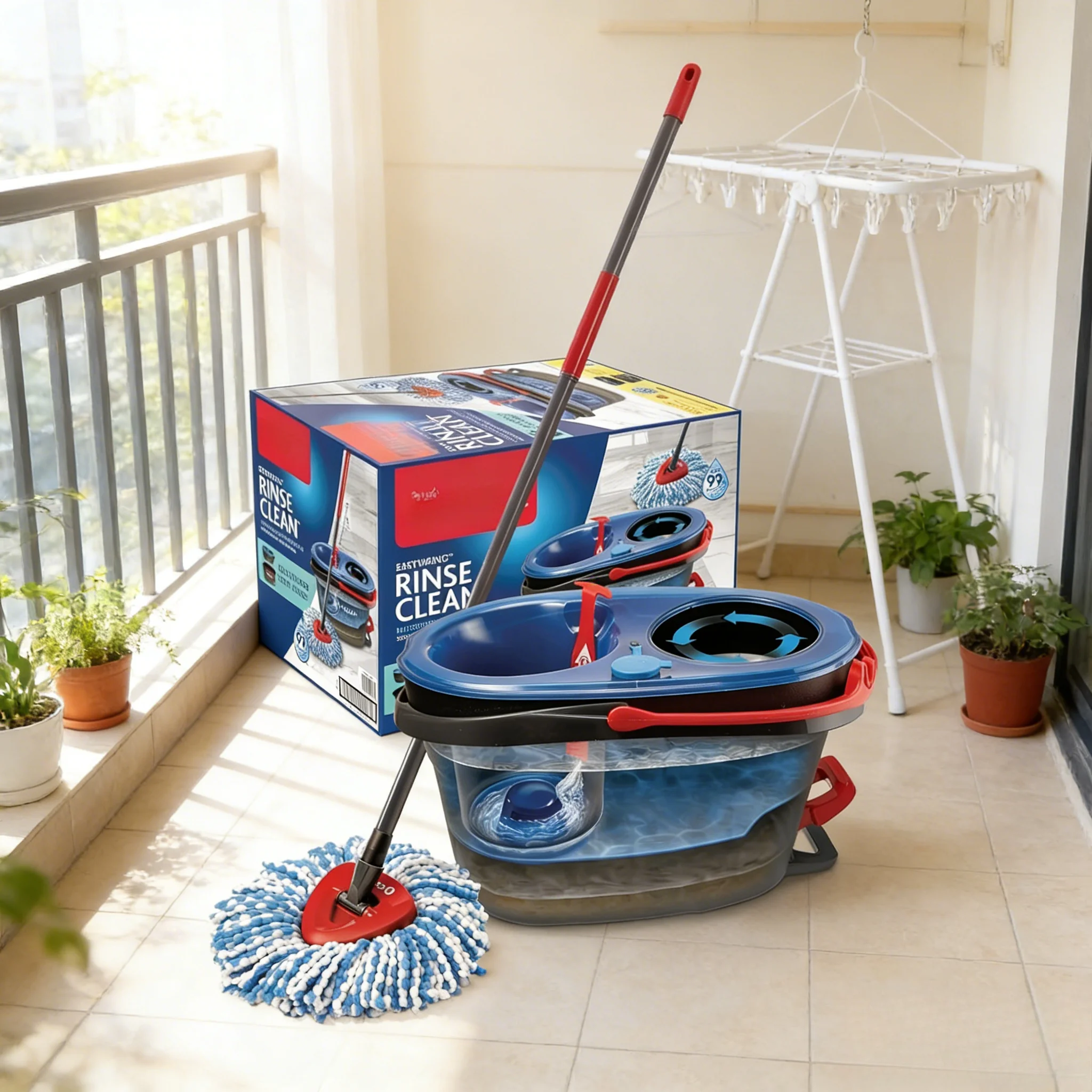 

Инструменты для уборки - Система для мытья полов с ведром и шваброй из микрофибры | Очистить водой | Удаляет 99% бактерий - Bucketz