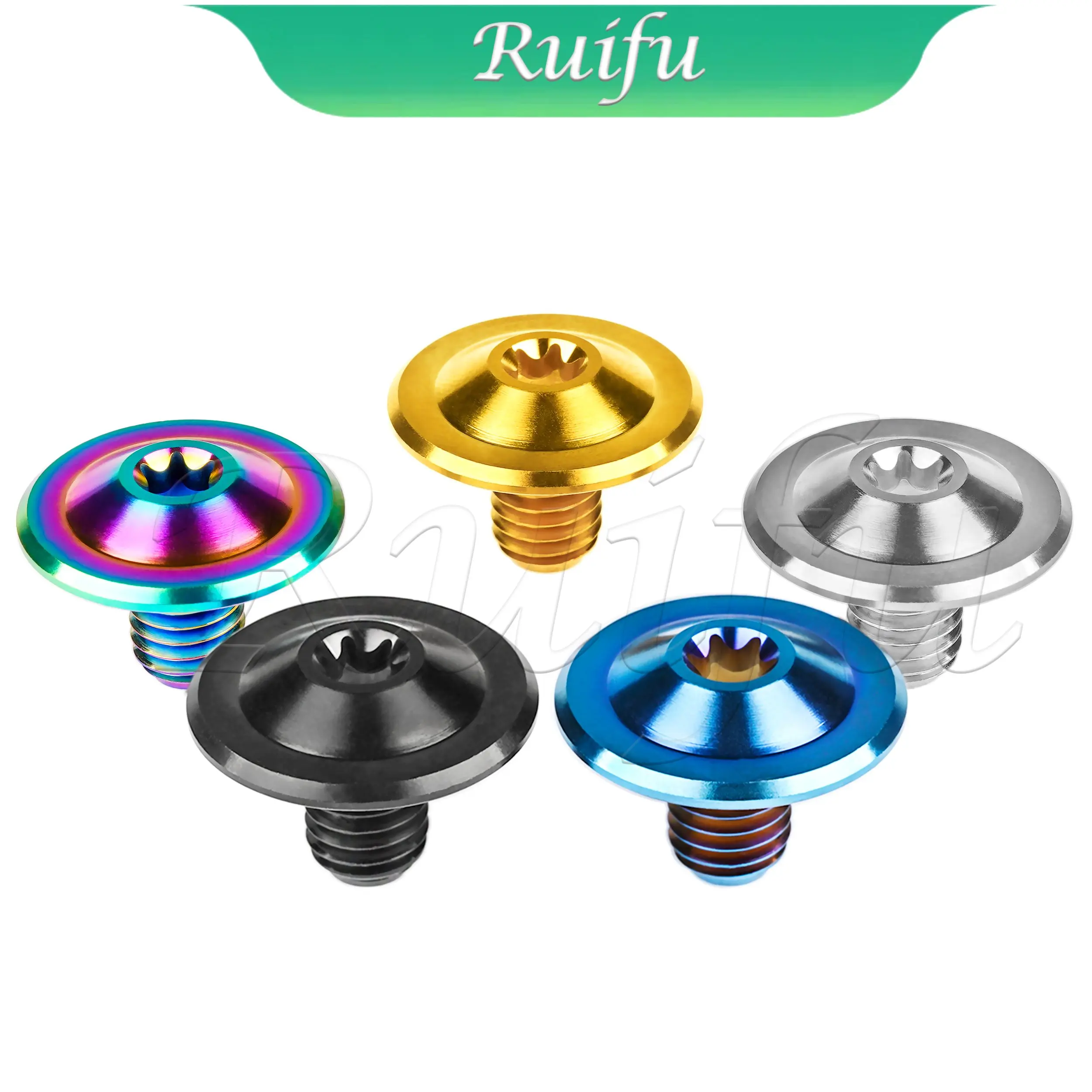 Ruifu Titanium Bolt M8x12mm Butterfly Shaped Flange Plum Blossom Head Suitable for Bicycle and Motorcycle Modification