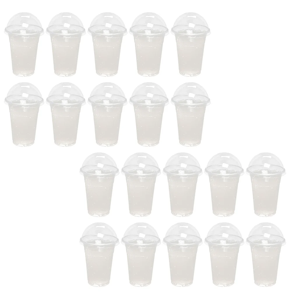 

30 Sets Coffee Cups with Lids Drink Juice Cold Packing Transparent Plastic Travel