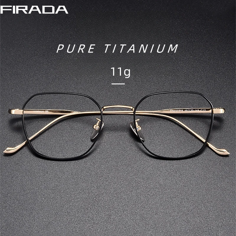 FIRADA Fashion Comfortable Eyeglasses Vintage Luxury Pure Titanium Eyewear Optical Prescription Glasses Frame Men Women 316-C