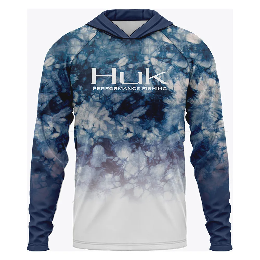 

Huk Men's Fishing Shirt UPF 50 Hooded Fishing Clothes Summer Sun Protection Camisa Pesca Outdoor Fishing Shirts ﻿