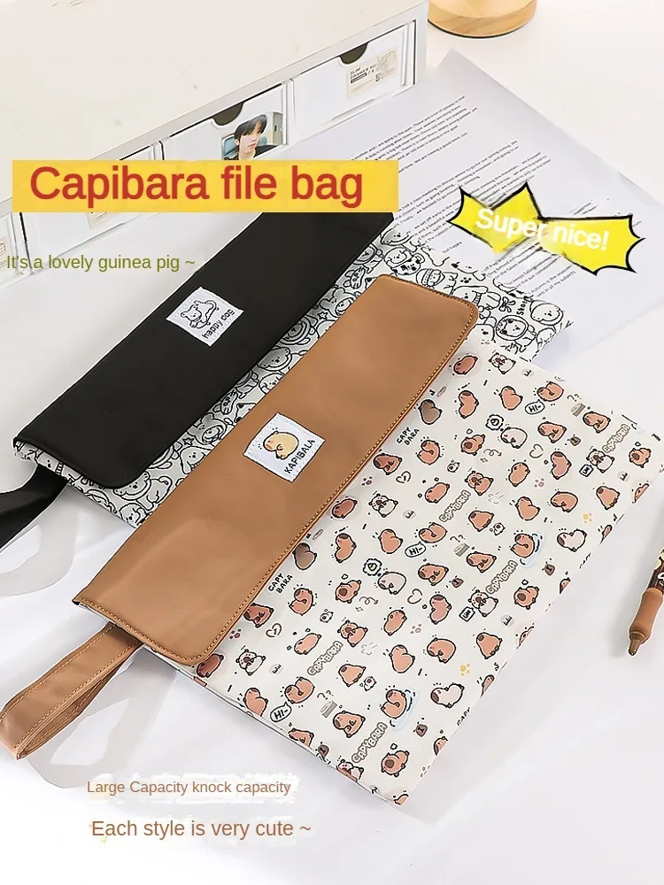 Kapibala Aktentasche für Studenten, Schreibwaren-Tasche, Cartoon-Aufbewahrungstasche mit großem Fassungsvermögen und Reißverschluss – Detail 5