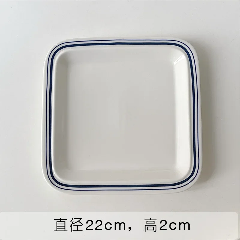 Vintage Coil Square Plate Creative Household Simple Western Food Plates Sushi Rectangular Nice Ceramic Serving Dishes Sets