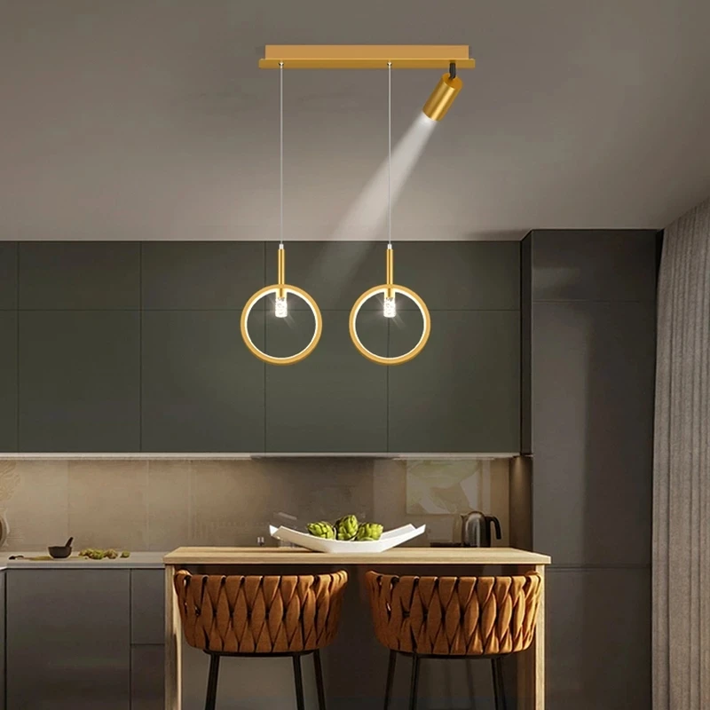 Modern Led Pendant Lamp With Ceiling Spotlight For Living Room Chandelier Kitchen Island Lustre Decoration Metal Hanging Light