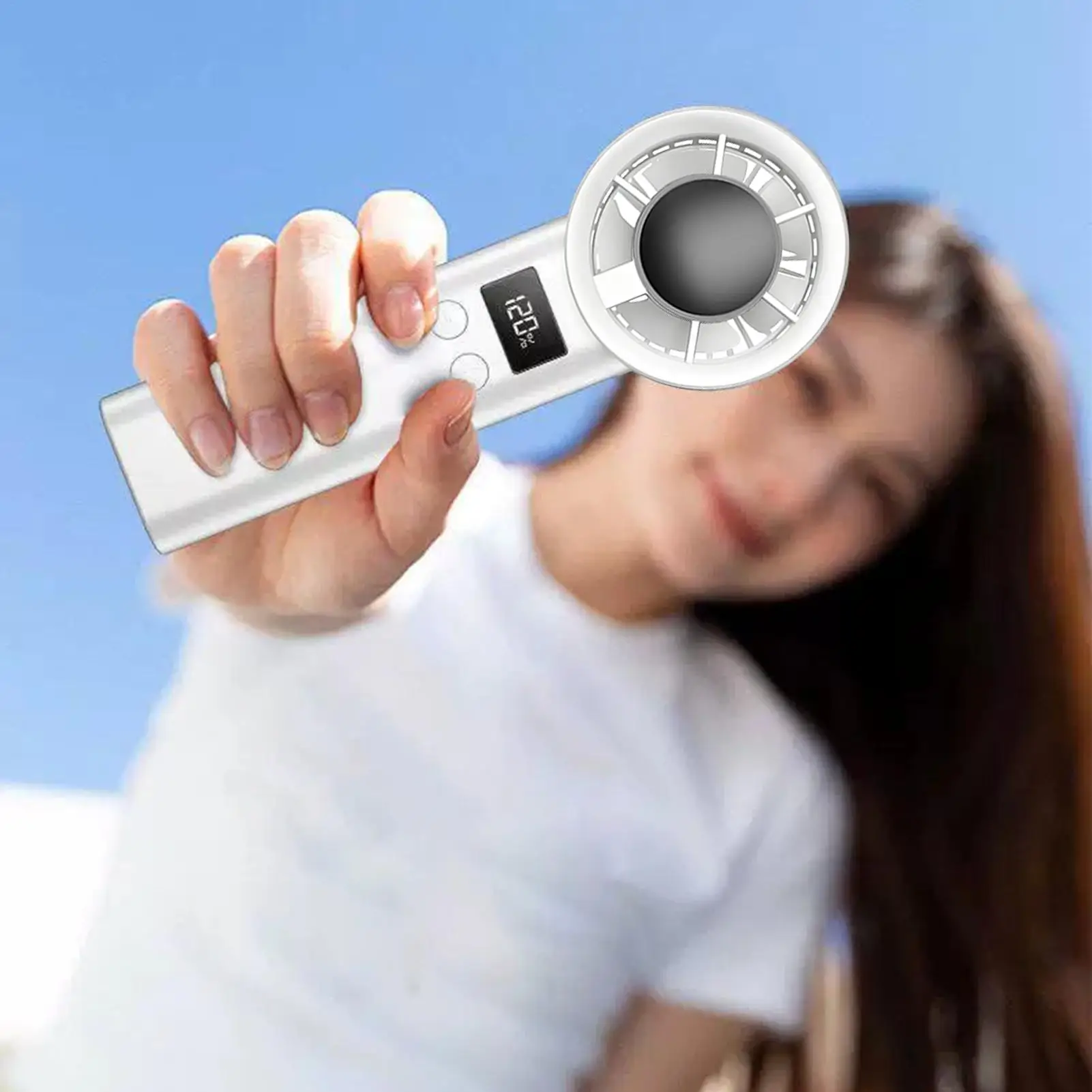 120-Speed Quiet Handheld Fan, 400mAh Rechargeable Mini Cooling Fan for Outdoor, Portable Summer Breeze for Camping Travel Beach
