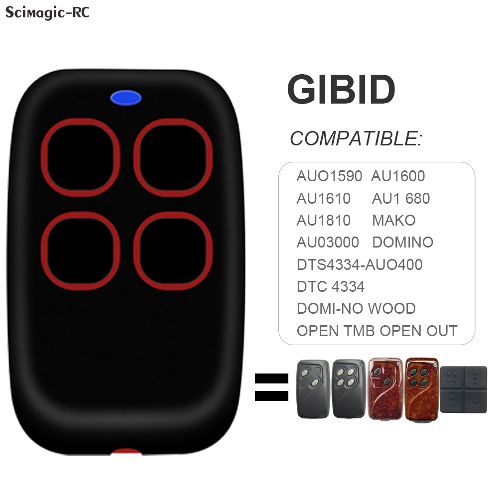 For GIBIDI AU01590 AU1600 AU1610 AU1680 AU1810 DOMINO Garage Remote Control Clone 433.92MHz Rolling Code Gate Opener