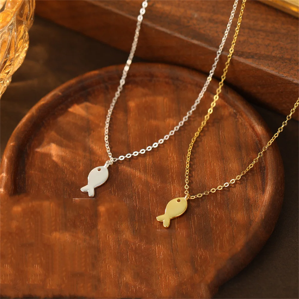 

Корейское ожерелье из стерлингового серебра 925 пробы с рыбьим торт для женщин, милая корейская минималистичная цепочка на ключицу в стиле INS
