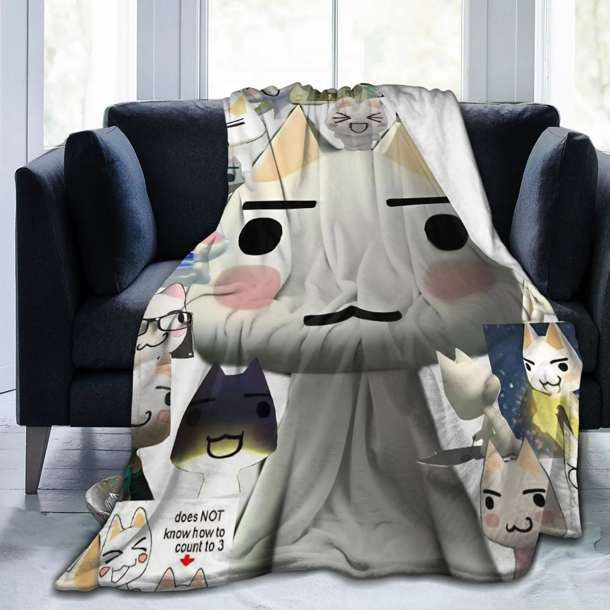Toro Inoue Cat Knitted Blanket Cute Cartoon Fuzzy Throw Blankets Bed Sofa Decoration Soft Warm Bedspreads,