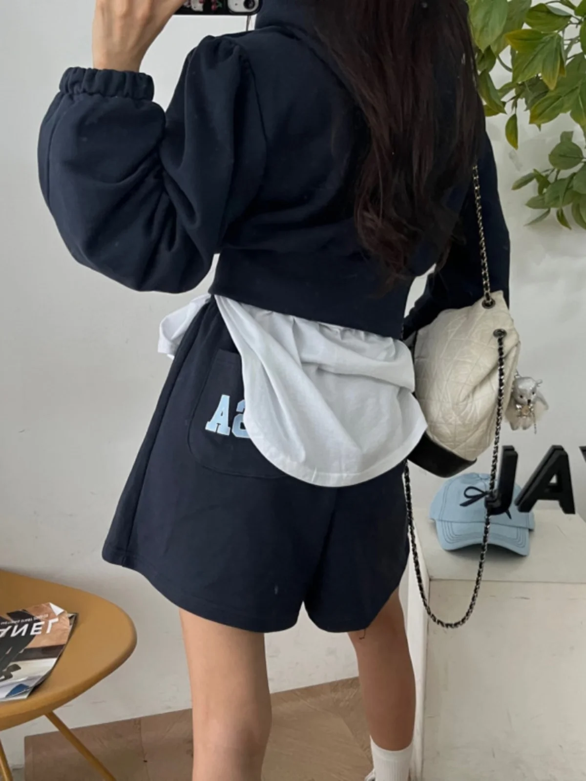 

Women's Hoodie Sweatirt Bubble Sve Print Casual Loose Fit Faionable ort Set with Wide Leg orts Versatile Youthful