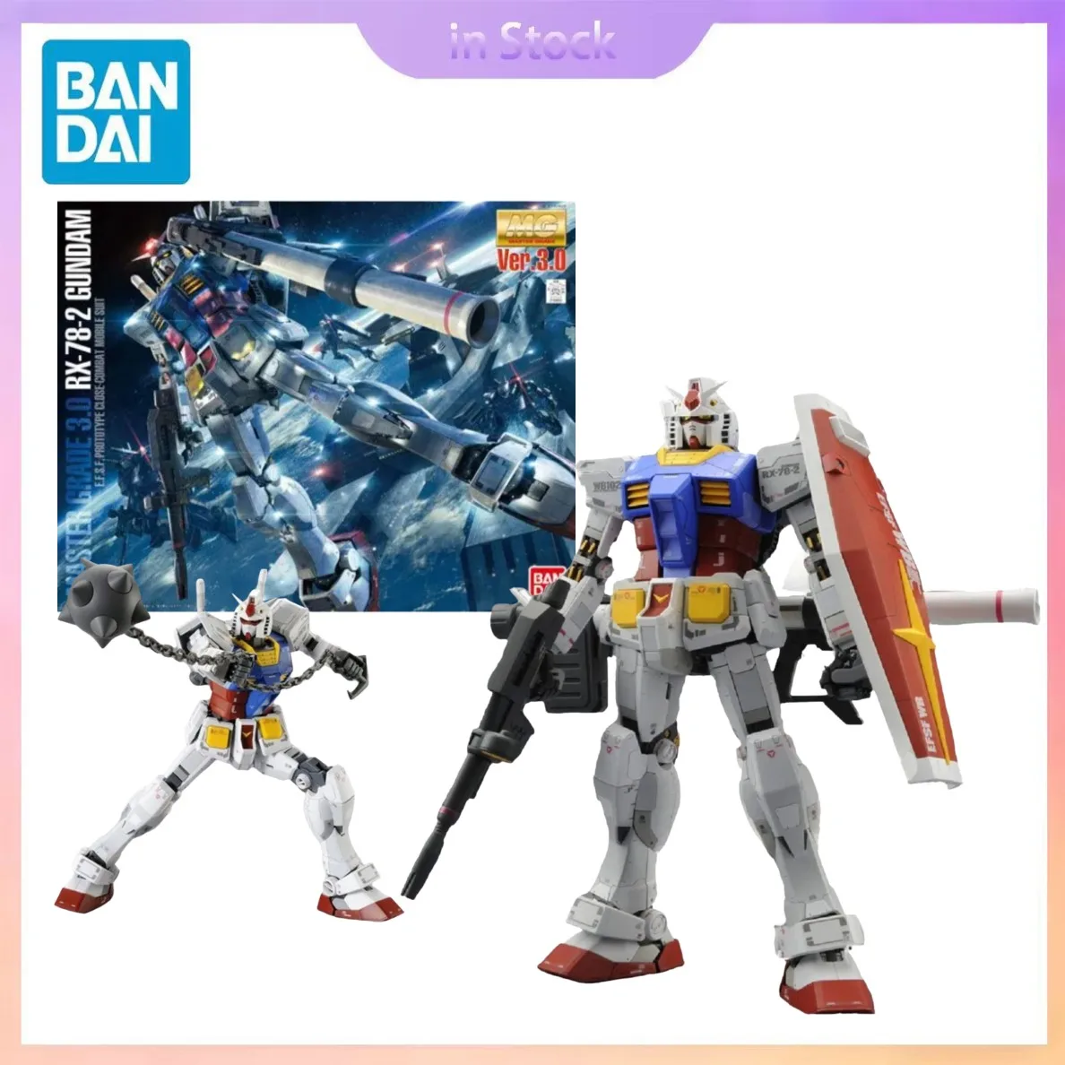 

Original Bandai Genuine In Stock GUDNAM MG 1/100 RX-78-2 GUNDAM 3.0 Anime Collection Action Figure Model Kits Gift for Boy girl