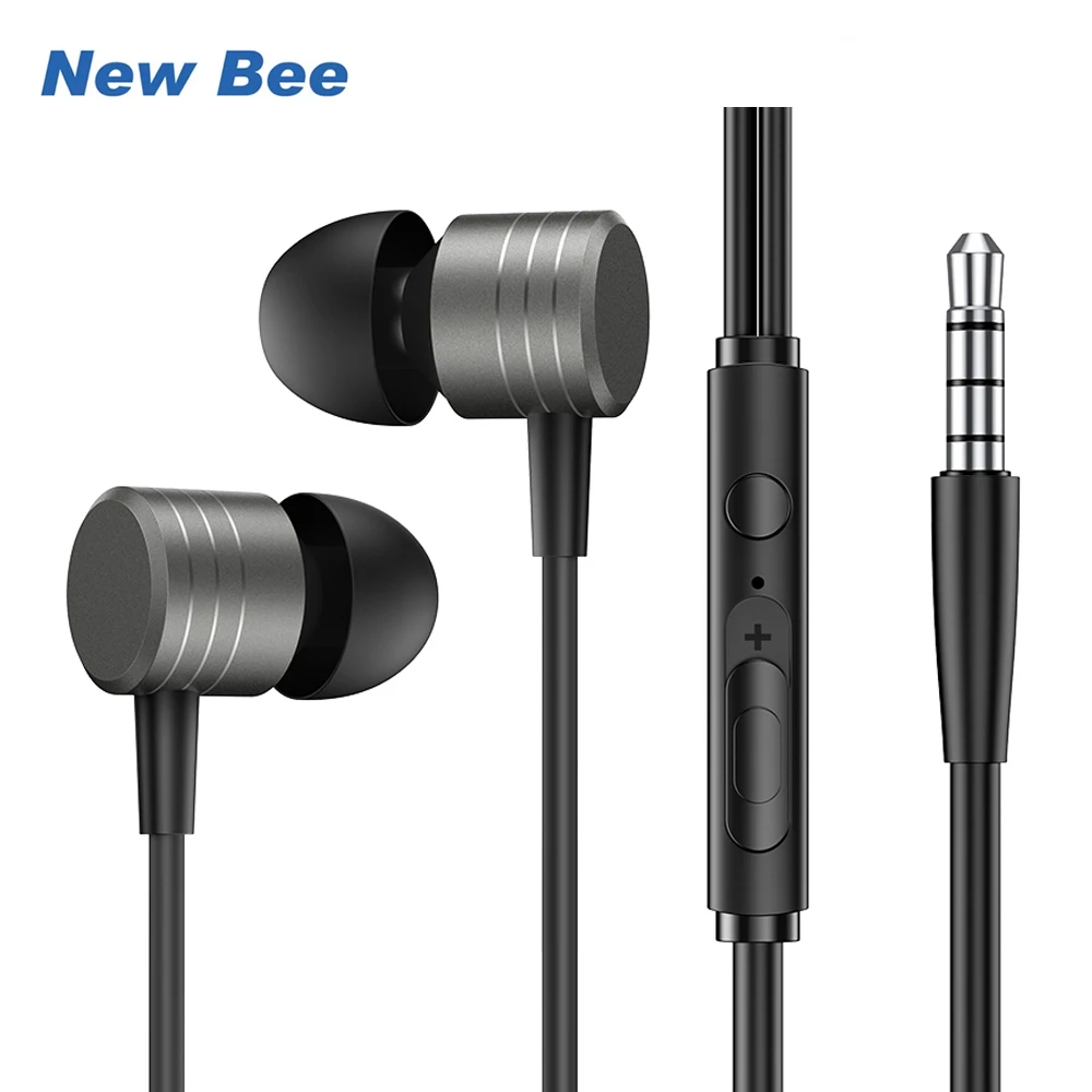 New Bee CH24 Wired 3.5MM Earphone In-ear with Microphone Wire-controlled Headphone For Music Sport Earbud for Xiaomi Huawei OPPO