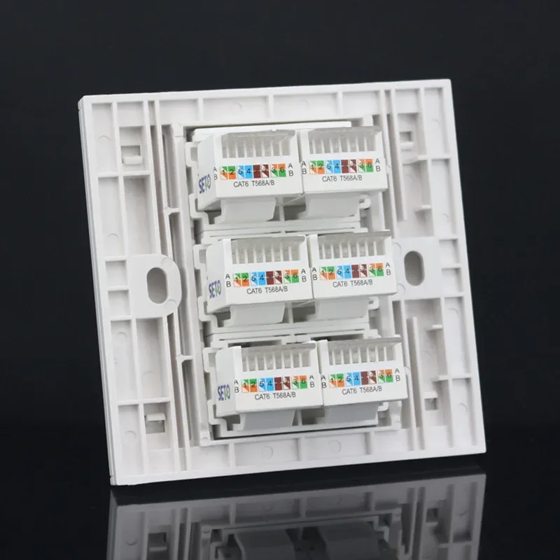 6-port GIGABit Network Wall Socket, RJ45 Network Cable Module CAT6 Computer Network Cable Connects To The Computer Socket Panel