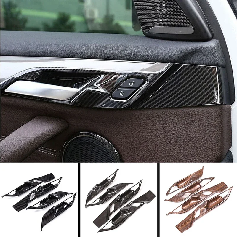 4pcs/set Car Inner Door Handle Trim Frame Cover Sticker Mouldings For BMW X1 F48 X2 F47 2016 2017 2018 2019 2020 Car Accessories