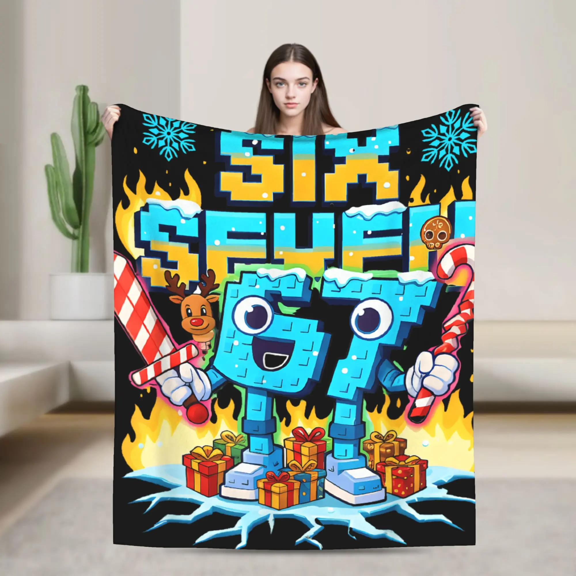 

Six Seven Italian Brainrot Funny 67 Gaming Christmas Plush Blanket Boys Throw Blanket For Home Decor Soft Warm Design Bedspread