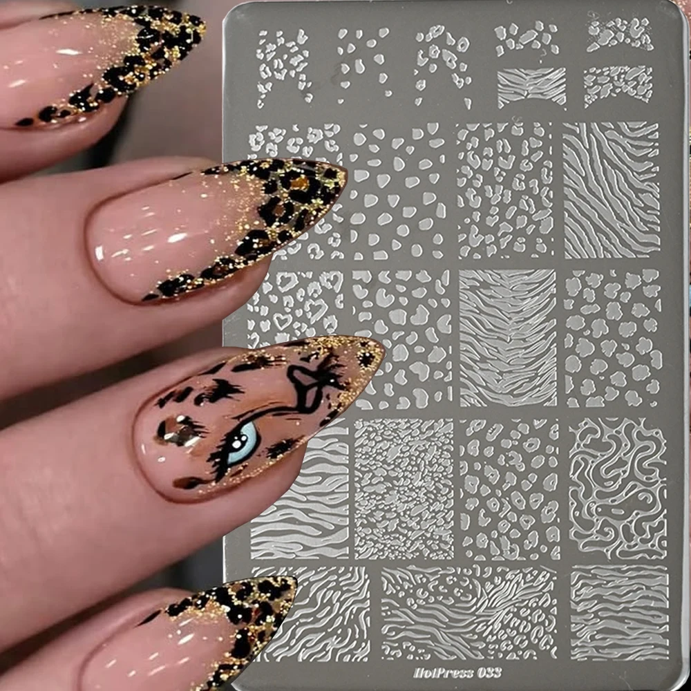 1 Blatt Wildes Leopardenmuster Nagelstempelplatte Edelstahl Zebra Marmor Textur Schablone Nagelvorlage Tier Maniküre Werkzeuge – Detail 3