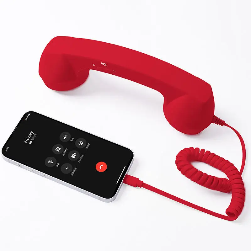 Anti-Radiation Retro Phone Handset Type-C 3.5mm Wired Telephone Earpiece for Smartphone Vintage Mic Receiver Audio Gadget Gift