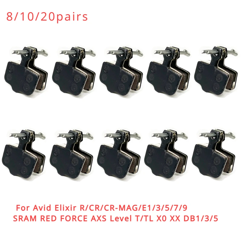 8/10/20pairs Semi-Metallic Bike Disc Brake Pad for Avid Elixir R/CR/CR-MAG/E1/3/5/7/9 SRAM FORCE AXS Level T/TL X0 XX DB1/3/5